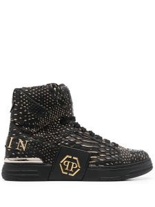 Philipp Plein baskets montantes à effet peau de serpent - Noir