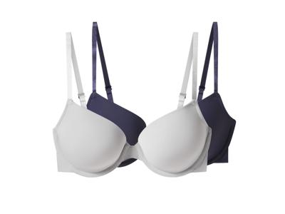 esmara Set van 2 beugelloze BH&apos;s (Donkerblauw/grijs, 85B)