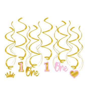 Hangdecoratie Swirls Verjaardag Meisje 1 Jaar