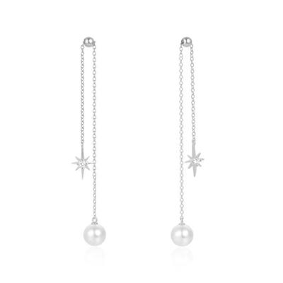 Elenza Zilveren Oorbellen met Parel en Ster - Elegante Dames Sieraden