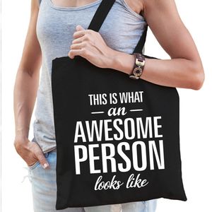 Awesome person / persoon cadeau tas zwart voor dames - Feest Boodschappentassen