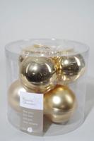 6 kerstballen licht goud glans-mat 80 mm - Ksd