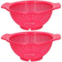 Keuken vergiet/zeef - 2x - kunststof - Dia 23 cm x Hoogte 10 cm - fuchsia roze