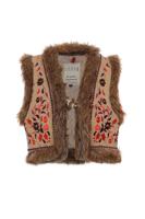 LOOXS Little Meisjes gilet fur embroidery - Oranje