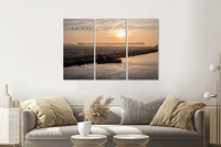 Karo-art Schilderij -  Ochtend in de polder, Hollands landschap, 120x80cm, 3 luik, premium print - thumbnail