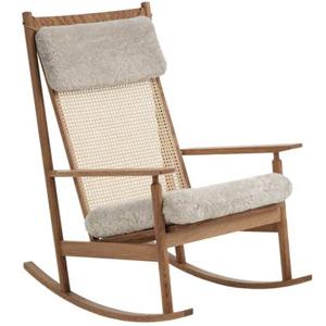 Warm Nordic Swing Rocking Chair teak,Moonlight sheepskin