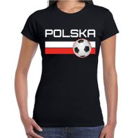 Polska / Polen voetbal / landen shirt met voetbal en Poolse vlag zwart voor dames 2XL  - - thumbnail