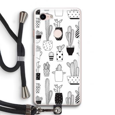 Cactusmotief: Pixel 3 Transparant Hoesje met koord