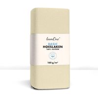 Loom One Hoeslaken – 100% Jersey Katoen – 140x200 cm – tot 25cm matrasdikte– 160 g/m² – Natural / Crème