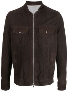 Barba chest flap-pocket leather jacket - Marron