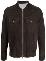 Barba chest flap-pocket leather jacket - Marron - thumbnail