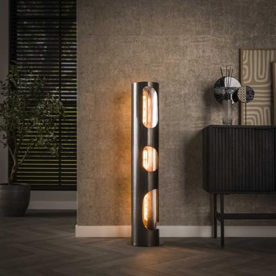 LifestyleFurn Vloerlamp 'Tricha' Zwart Nikkel, 100cm hoog