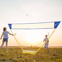 Draagbaar Badminton Net met Opberg Onderkant 2 Rackets en 2 Badminton 3M x 1,5M Badminton Net voor Badminton Snelle Opstelling