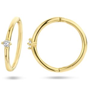 Oorringen Rond geelgoud-zirconia wit 2,2 x 12 mm