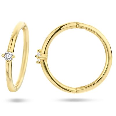 Oorringen Rond geelgoud-zirconia wit 2,2 x 12 mm