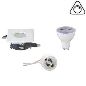 LED Spot Set - Aigi - GU10 Fitting - Waterdicht IP65 - Dimbaar - Inbouw Vierkant - Mat Wit - 6W - Helder/Koud Wit 6400K - 82mm