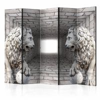 Vouwscherm - Stenen leeuwen 225x172cm  , gemonteerd geleverd, dubbelzijdig geprint (kamerscherm)