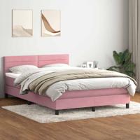 Boxspring met matras fluweel roze 140x210 cm