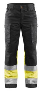 Blåkläder Dames werkbroek High-Vis met stretch 71611811 | Zwart/High-Vis Geel | Maat 38 - 7330509615737