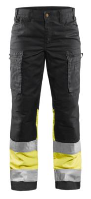 Blåkläder Dames werkbroek High-Vis met stretch 71611811 | Zwart/High-Vis Geel | Maat 32 - 7330509615706