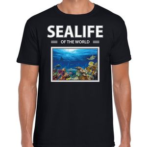 Vissen t-shirt met dieren foto sealife of the world zwart voor heren