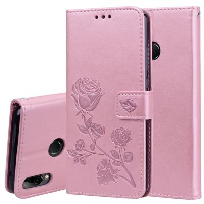Rose reliëf horizontale Flip PU lederen draagtas voor Huawei Y9 (2019) met houder & kaartsleuven & portemonnee (Rose goud)