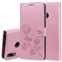 Rose reliëf horizontale Flip PU lederen draagtas voor Huawei Y9 (2019) met houder & kaartsleuven & portemonnee (Rose goud)