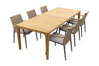 Andorra Grey/Teak / Taste Liam tuinset - 240x100 cm. - Stapelbaar