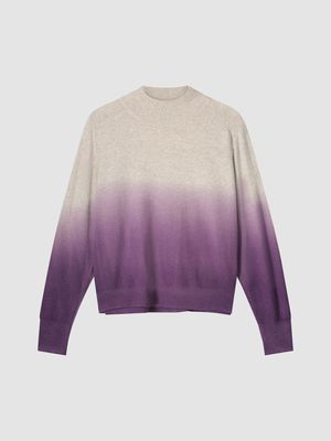 Dip dye cashmere trui met opstaande kraag