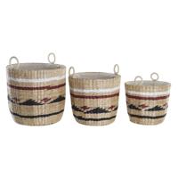 Mandenset DKD Home Decor Polyester Koloniaal Vezel (38 x 38 x 36 cm)