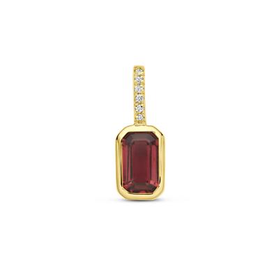14k Geelgouden Hanger met Rhodoliet en Diamant 0.012ct (Juni)