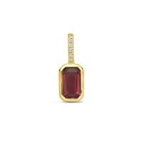 14k Geelgouden Hanger met Rhodoliet en Diamant 0.012ct (Juni)