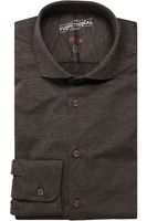 Pure Functional Slim Fit Jersey shirt donkerbruin, Effen - thumbnail