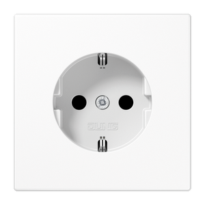 Jung wandcontactdoos 1-voudig met randaarde en kinderbeveiliging alpin wit LS1520NKIWW