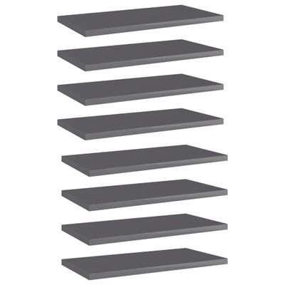 VidaXL Wandschappen 8 st 40x20x1,5 cm spaanplaat hoogglans grijs