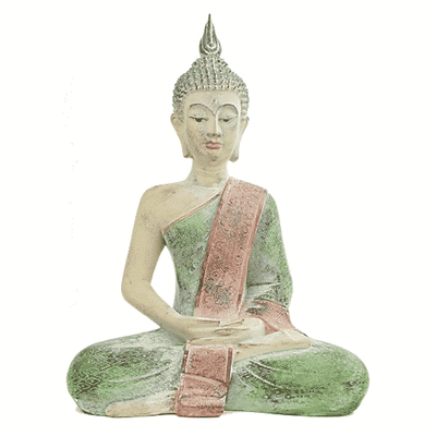 Thaise Boeddha Beeld Mediterend Groen - 33 x 19 x 43 cm