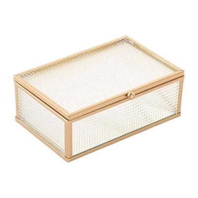 Doos-Juwelenkistje Home ESPRIT Gouden Metaal Kristal 15 x 11 x 5,5 cm
