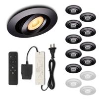 Set LED-inbouwspot met afstandsbediening Piccolo zwart 3W dimbaar 1-12 stuks