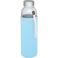 Glazen waterfles/drinkfles met lichtblauwe softshell bescherm hoes 500 ml