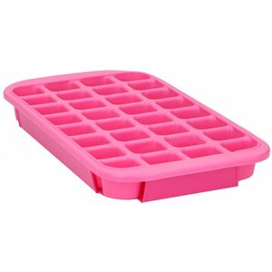 XL ijsblokjes vorm - 32 ijsklontjes - fuchsia roze - 33 x 18 x 3.5 cm - rubber