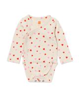 HEMA Newborn Meegroei Overslagromper Rib Hartjes Ecru (ecru)