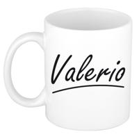 Valerio Naam koffiemok - beker - met sierlijke letters - wit - 300 ml - Cadeau - Heren