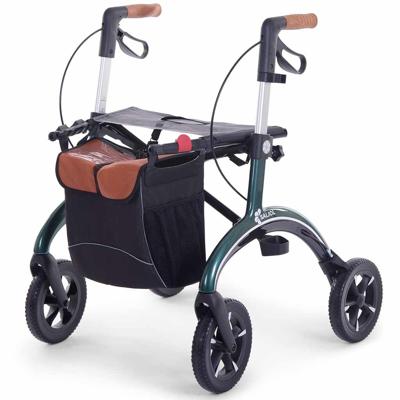 SALJOL Carbon rollator (5 kg) | Britisch racing green | Zachte banden | Lichtgewicht | Gesloten tas | 4058789009031
