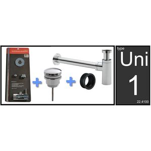 Luxe Fontein/Wastafel Aansluitset Xellanz Geno met Clickwaste en Sifon Chroom Xellanz