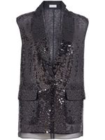 Brunello Cucinelli veston à sequins - Noir