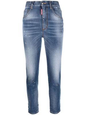 DSQUARED2 jean court à effet taches de peinture - Bleu