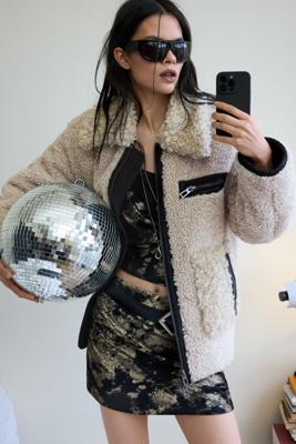 Korte jas van teddystof - BROWN - XS