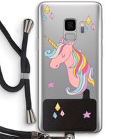 Roze eenhoorn: Samsung Galaxy S9 Transparant Hoesje met koord