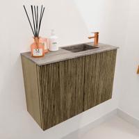 Toiletmeubel Mondiaz Joya Dlux | 60 cm | Meubelkleur Dusk | Faye wastafel Oza Wasbak Rechts | 1 kraangat