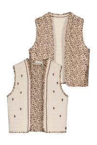 Like Flo zomer reversibel gilet meisjes - perzik / luipaard - Daisy